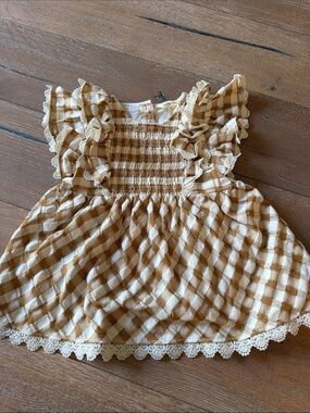 Matilda Jane Cream and Tan Gingham Ruffle top